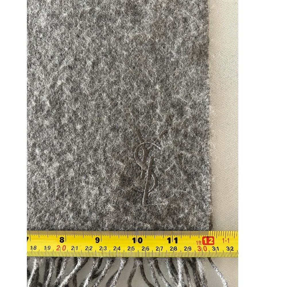 Yves Saint Laurent Wool Grey Scarf - Picture 4 of 5